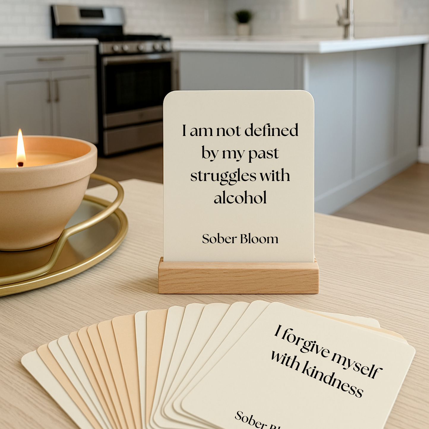 Affirmation card that reads " I am not defined by my past struggles with alcohol"