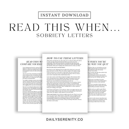 Sobriety letters with text on a white background